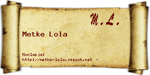 Metke Lola névjegykártya